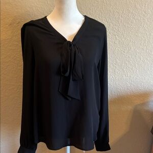Massimo black tie, front blouse.EUC